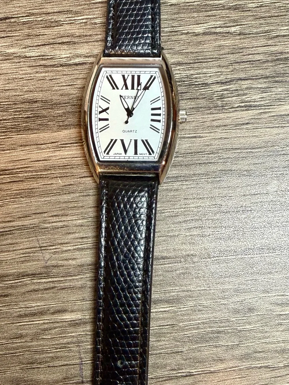 Bijoux Terner Black Leather Strap Silver-Tone Case Men's Watch